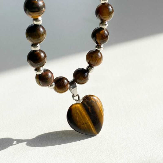 Collar Ojo de Tigre Corazón