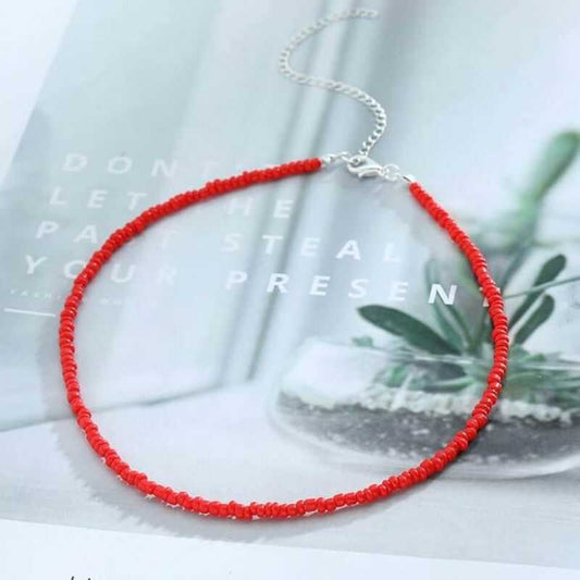 Collar Cuentas Rojo
