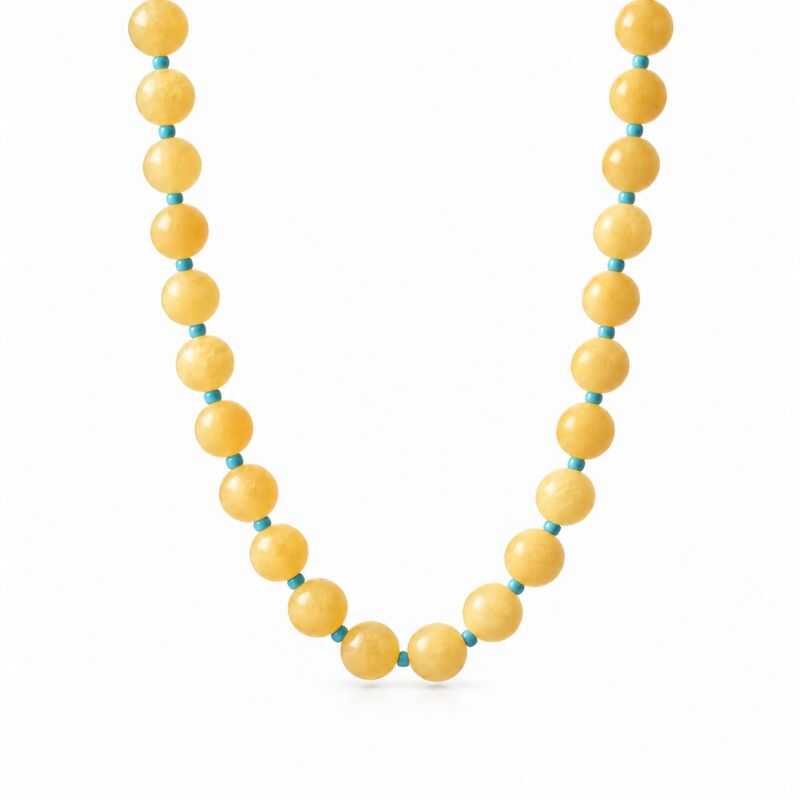 Collar Jade Amarillo + Mostacillas