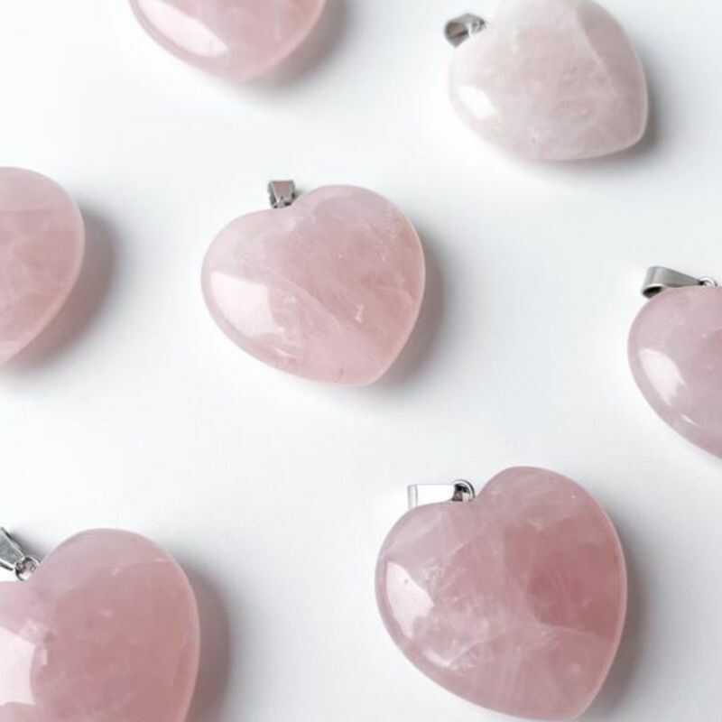 Cadena Cuarzo Rosa Corazón