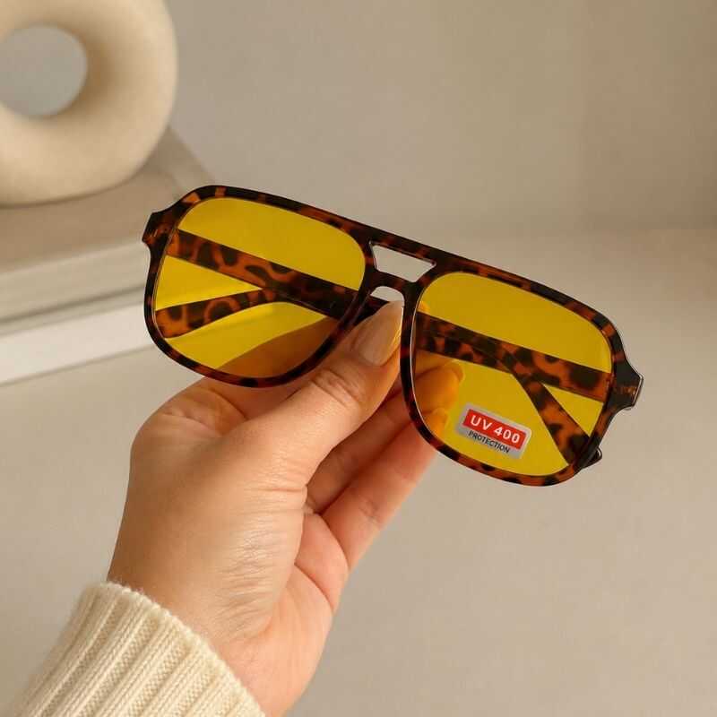 Lentes Aviador Animal Print Amarillo