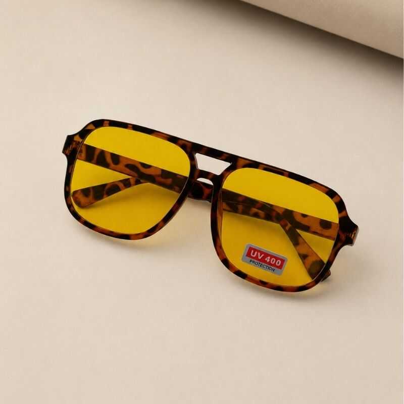 Lentes Aviador Animal Print Amarillo