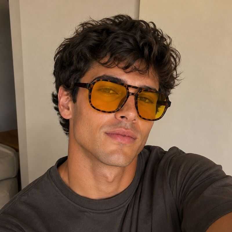Lentes Aviador Animal Print Amarillo