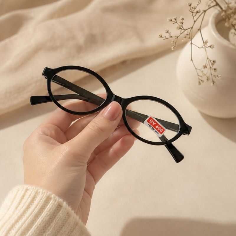 Lentes Oval Transparentes Negro