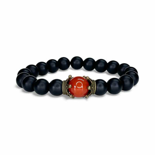 Pulsera Ónix Mate con Coronas