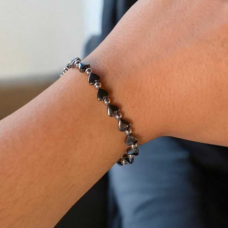 Pulsera Corazones Hematita
