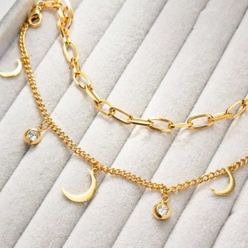 Pulsera Doble Luna y Punto de Luz