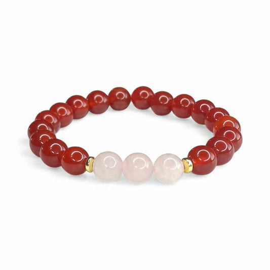 Pulsera Ágata Roja y Cuarzo Rosa