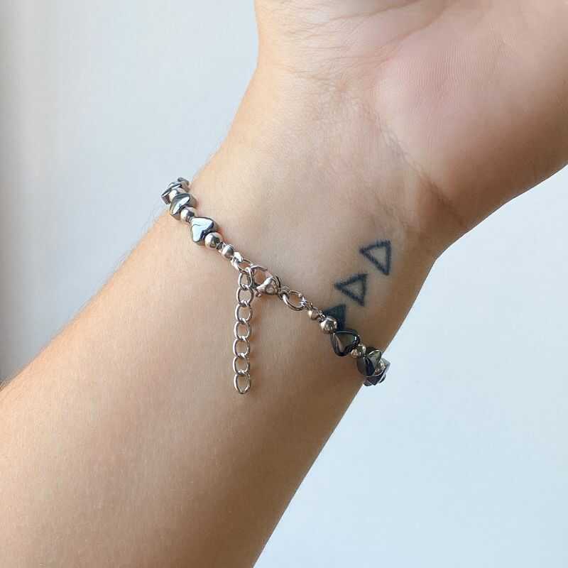 Pulsera Corazones Hematita