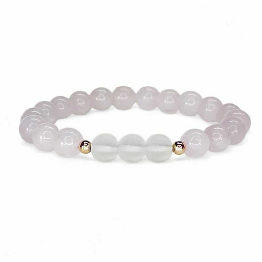 Pulsera Cuarzo Rosa y Cuarzo Mate