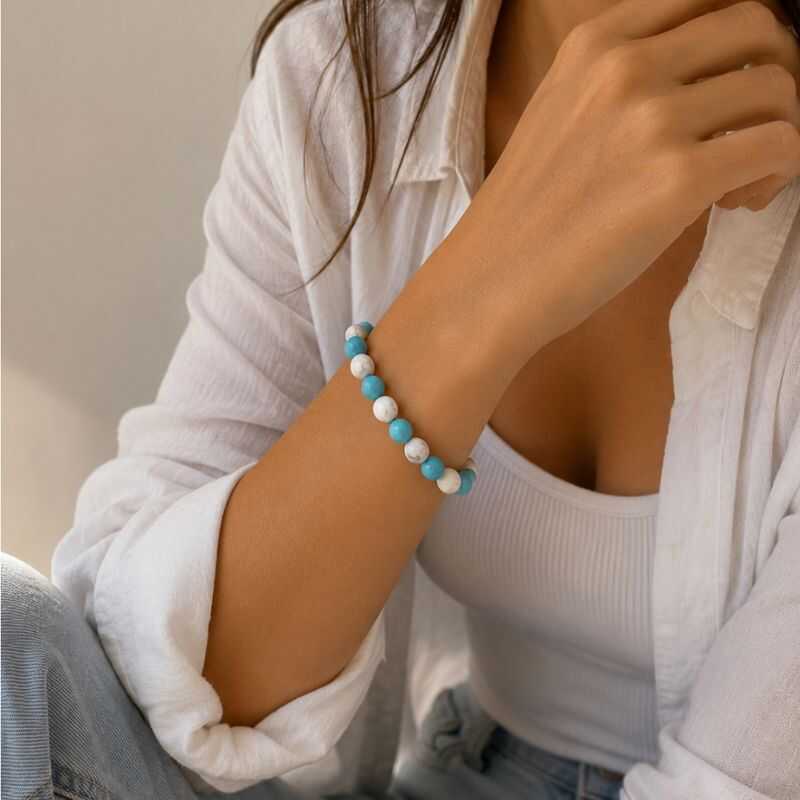 Pulsera Combinada Howlita y Turquesa reconstituida