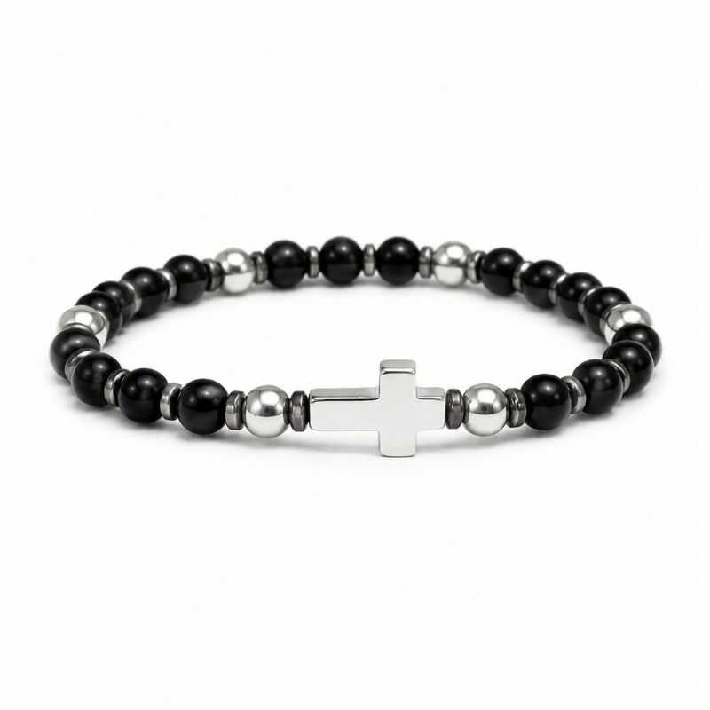 Pulsera Cruz Ágata Negra