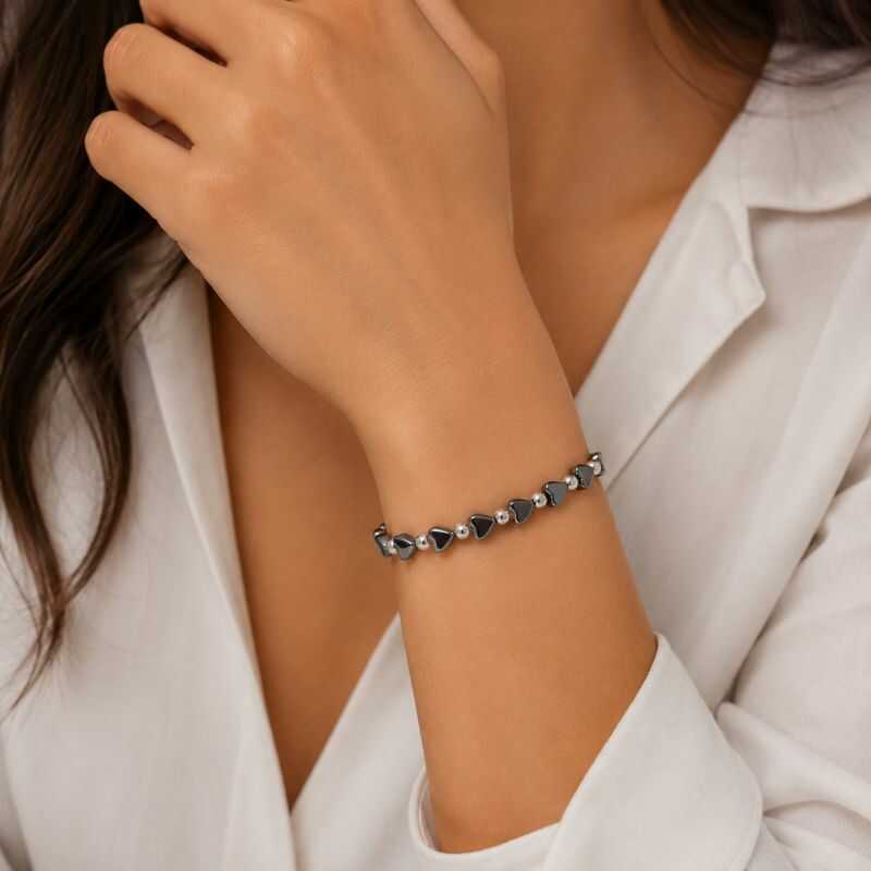 Pulsera Corazones Hematita