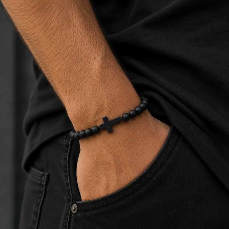 Pulsera Piedra y Cruz