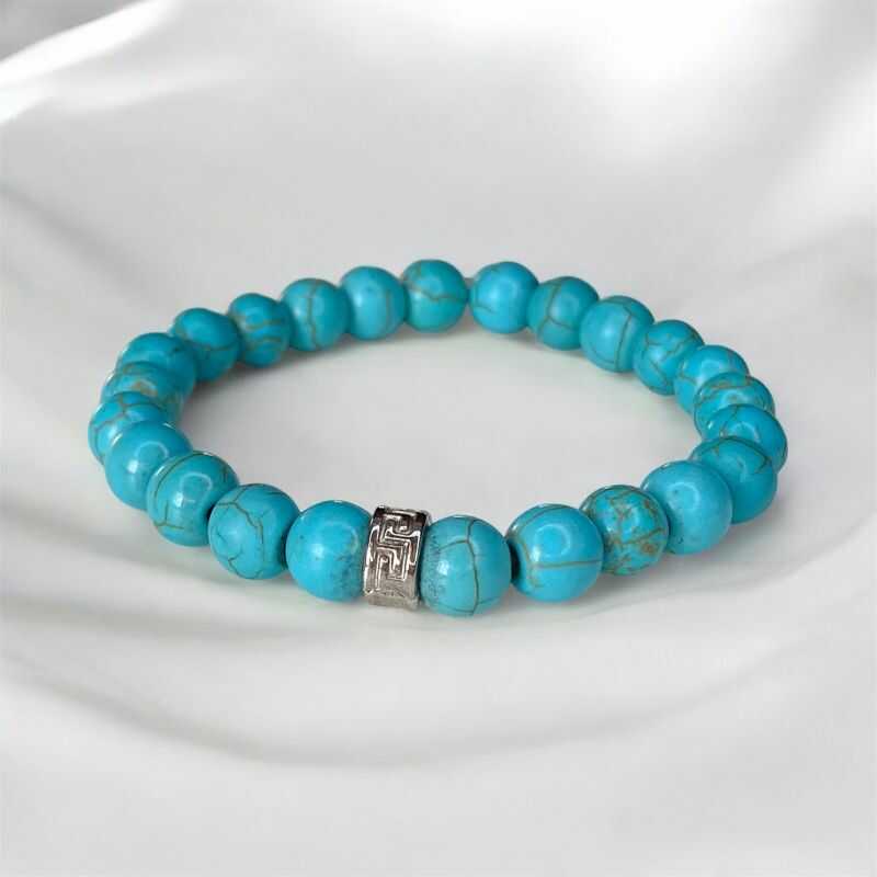 Pulsera Reconstituida Turquesa Llave Griega