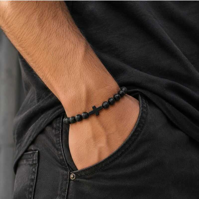 Pulsera Piedra y Cruz