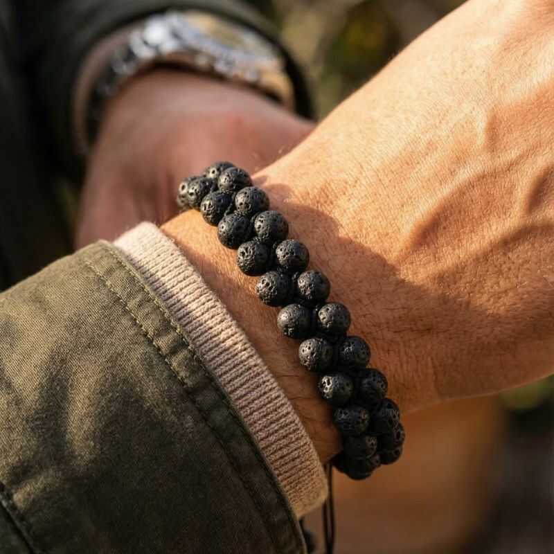 Pulsera Doble Roca Volcánica