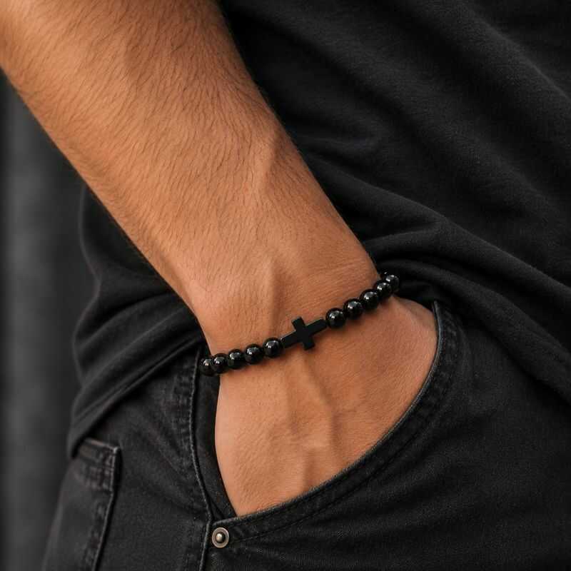 Pulsera Piedra y Cruz