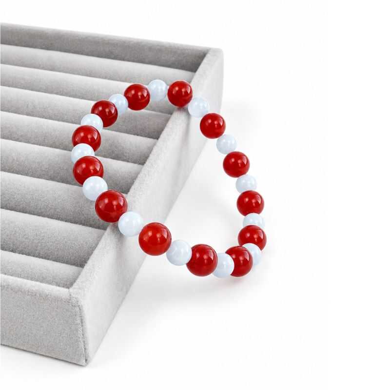 Pulsera Combinada Ágata roja y Cuarzo azul
