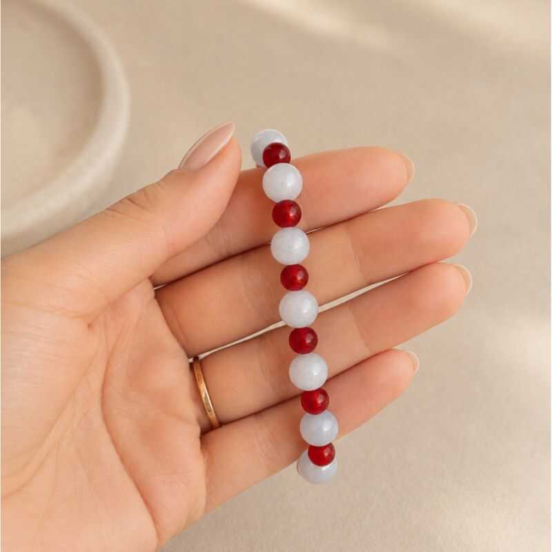 Pulsera Combinada Cuarzo azul y Ágata roja