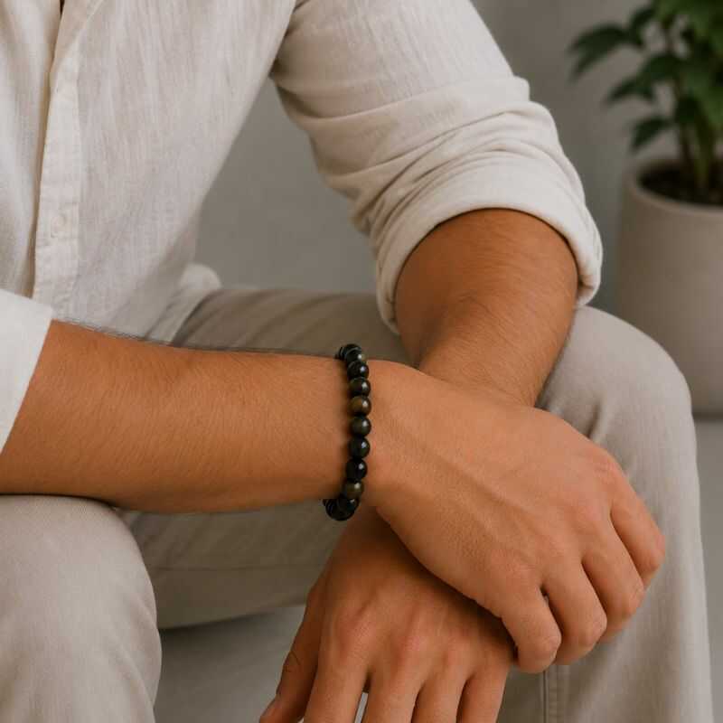 Pulsera Obsidana Dorada