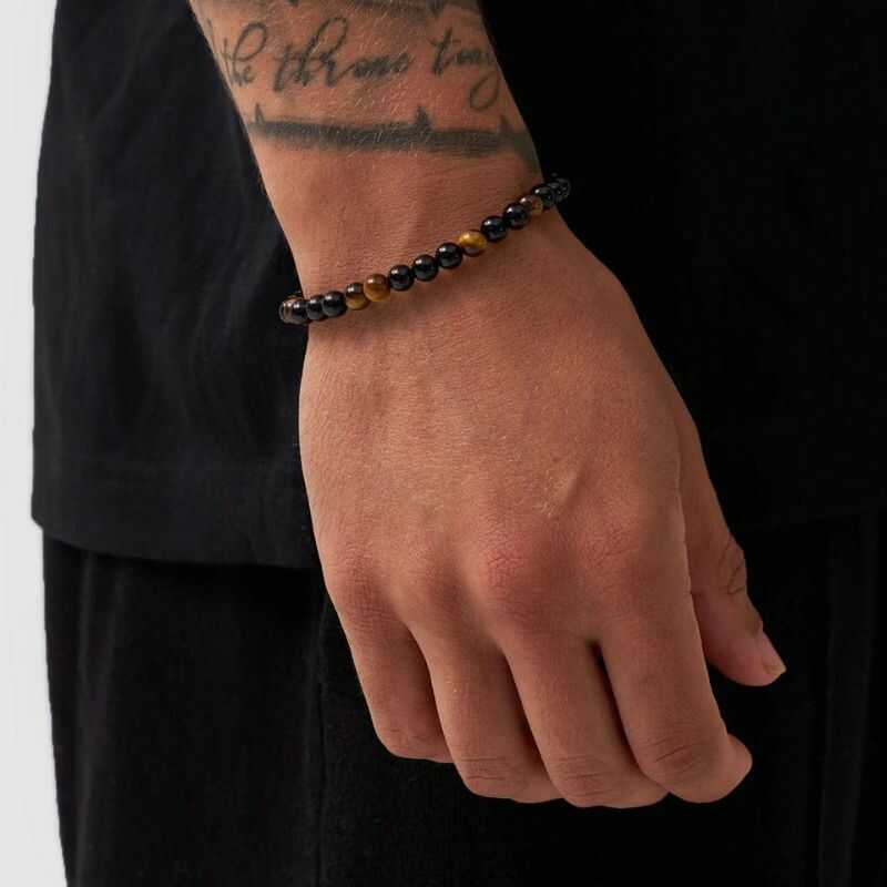 Pulsera Ojo de Tigre y Ágata Negra