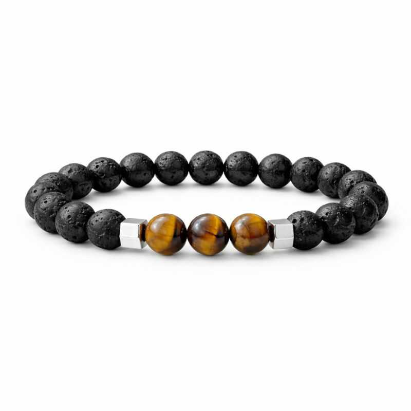Pulsera Roca Volcánica y Ojo de Tigre