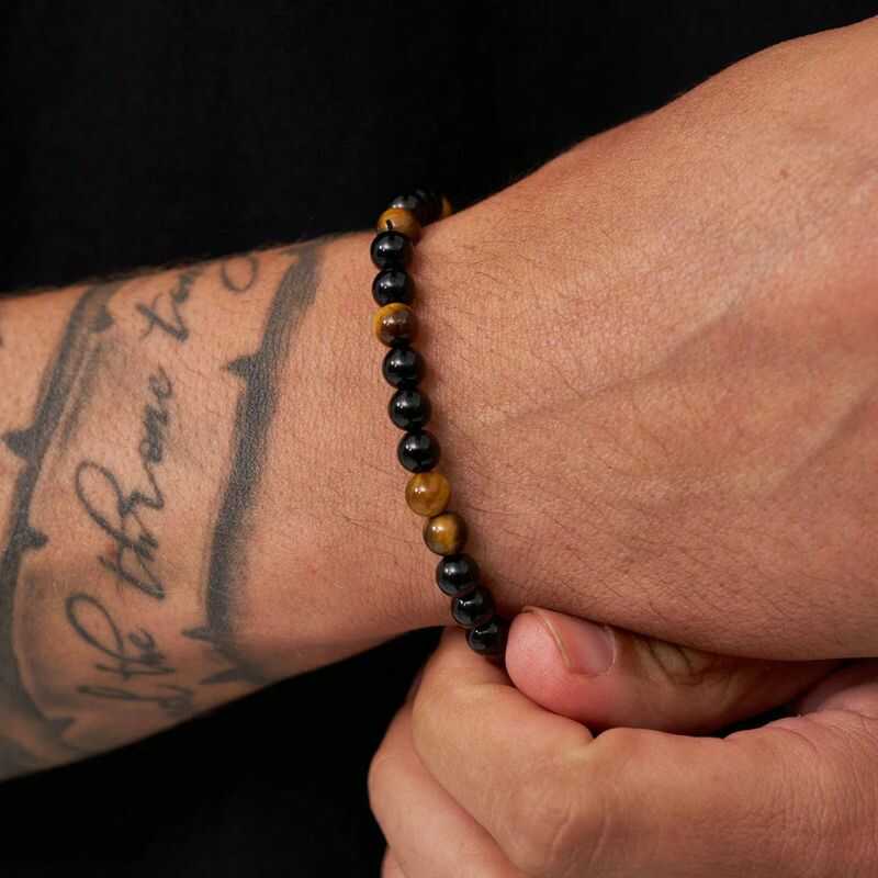 Pulsera Ojo de Tigre y Ágata Negra
