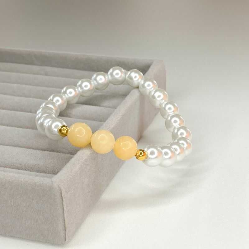 Pulsera Perlas y Jade Amarillo