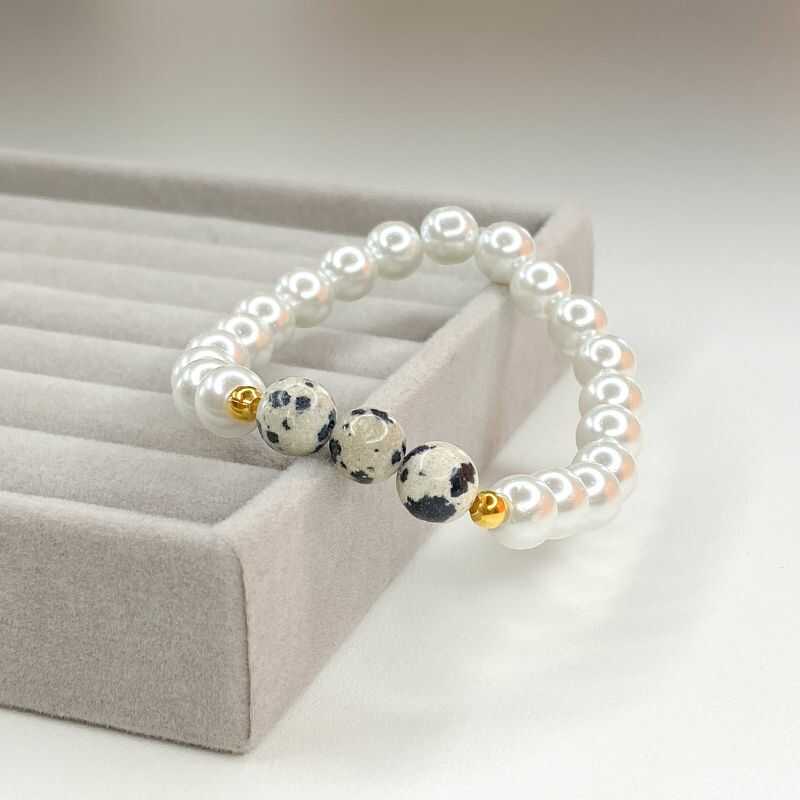 Pulsera Perlas y Jaspe Dálmata