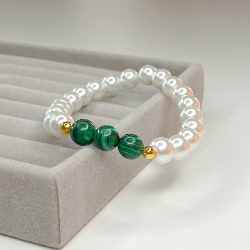 Pulsera Perlas y Malaquita