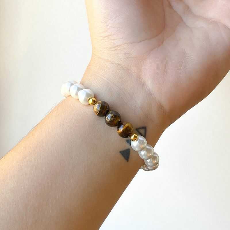 Pulsera Perlas y Ojo de Tigre