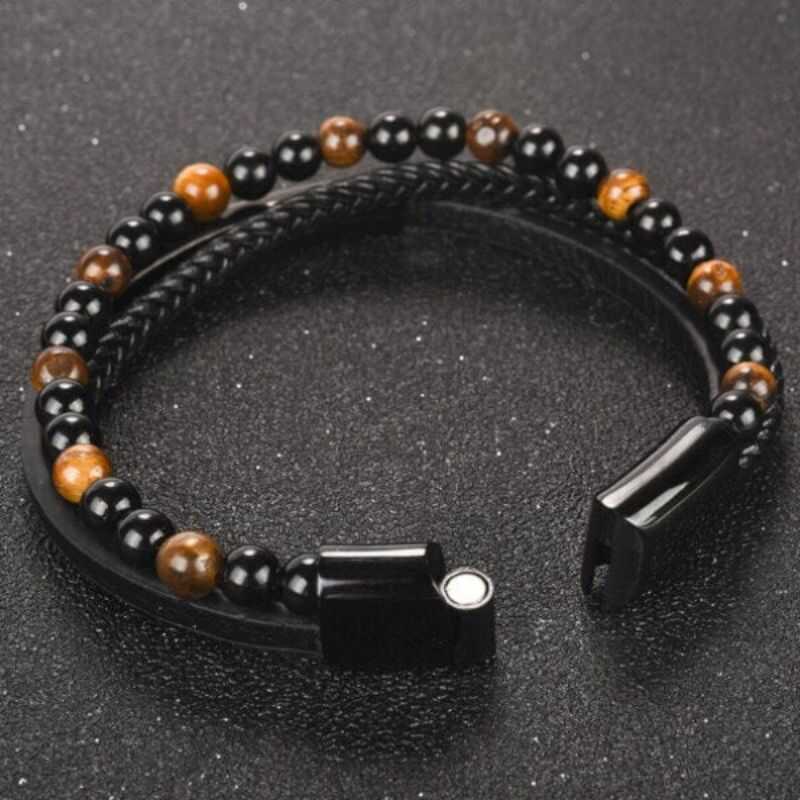 Pulsera Eco Cuero y Piedras Naturales