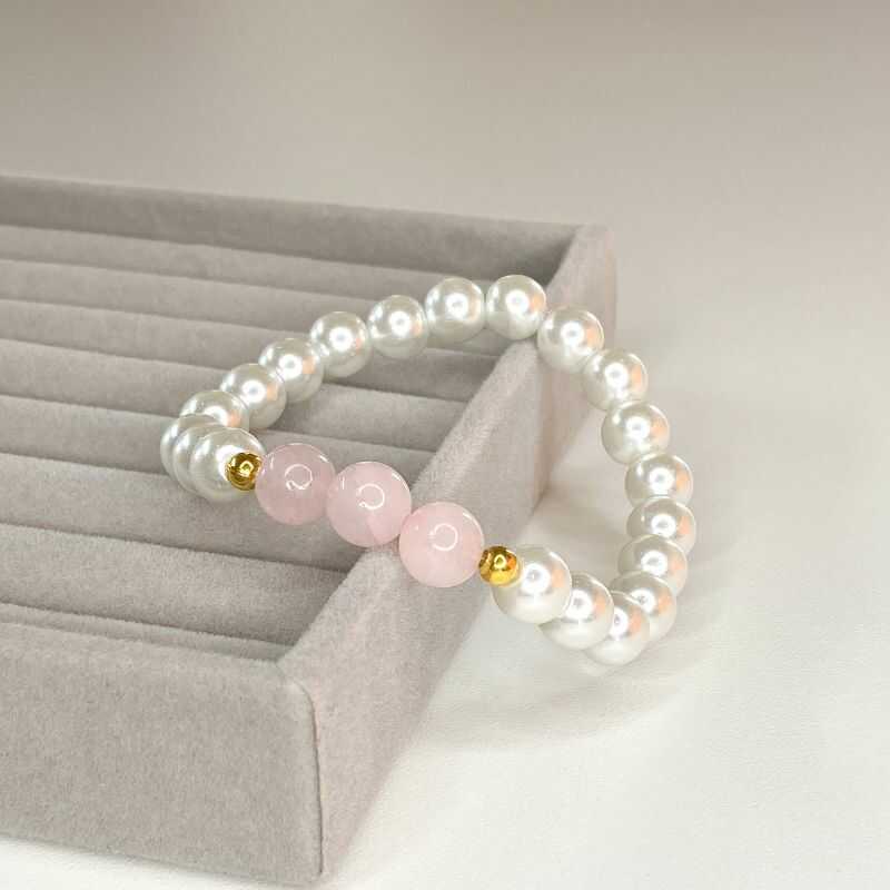 Pulsera Perlas y Cuarzo Rosa