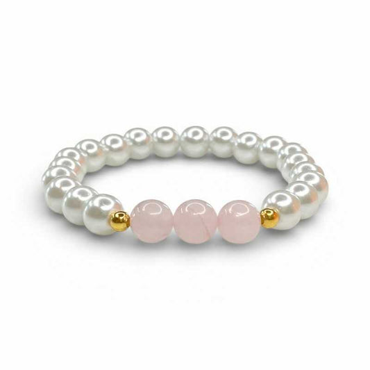 Pulsera Perlas y Cuarzo Rosa
