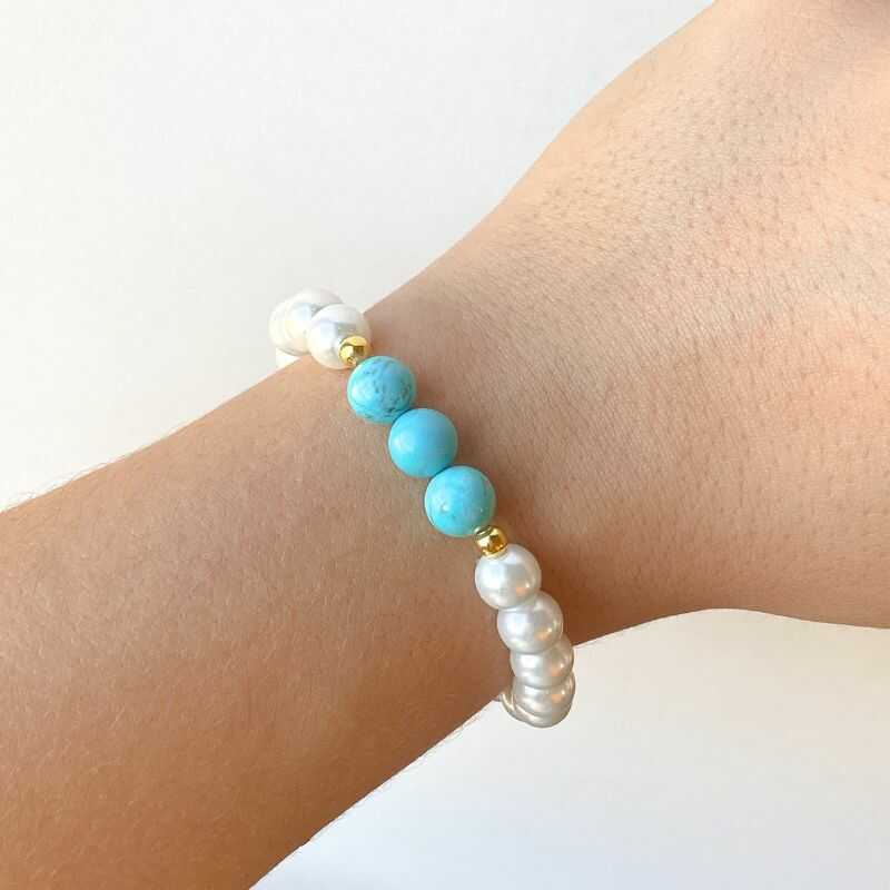 Pulsera Perlas y Turquesa