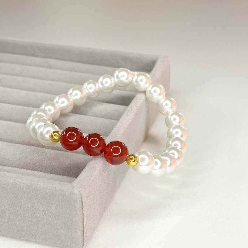 Pulsera Perlas y Ágata Roja