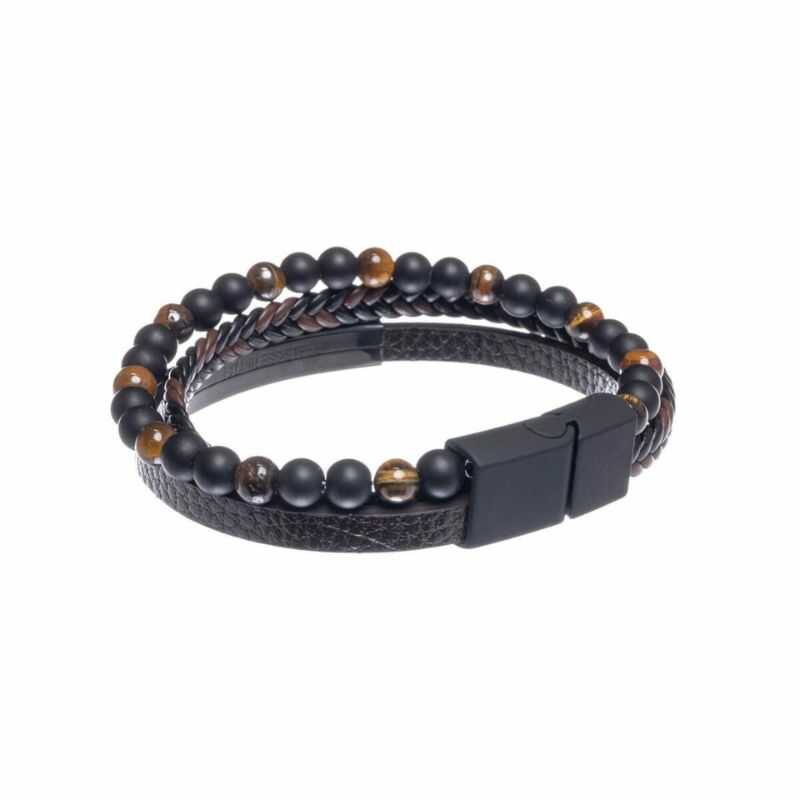 Pulsera Eco Cuero y Piedras Naturales
