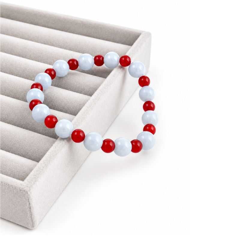 Pulsera Combinada Cuarzo azul y Ágata roja