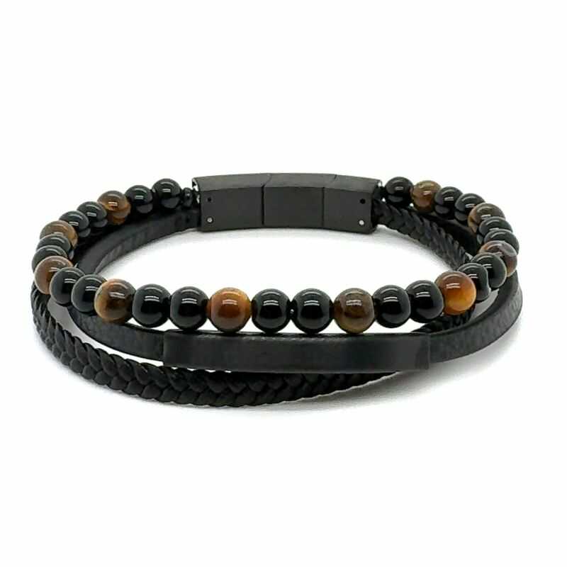 Pulsera Eco Cuero y Piedras Naturales