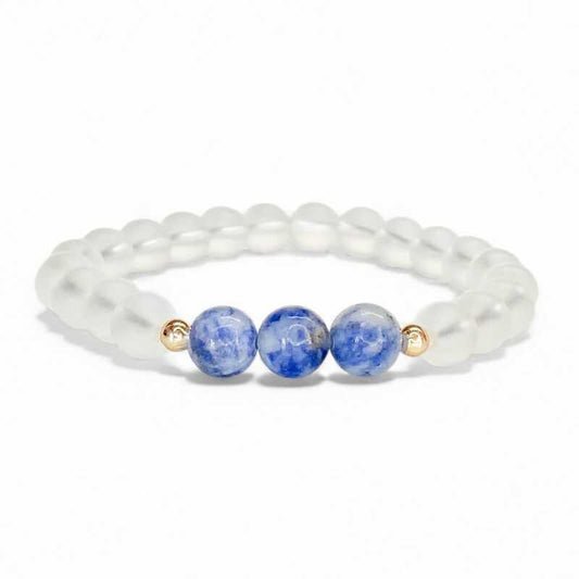Pulsera Sodalita y Cuarzo Mate