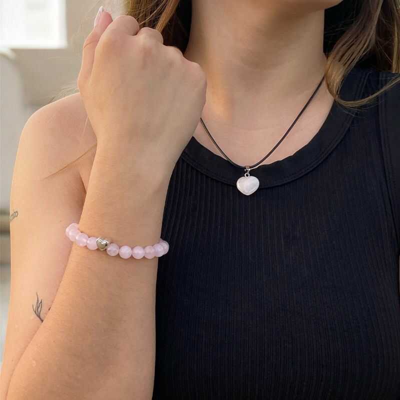Set Cuarzo Rosa Corazón