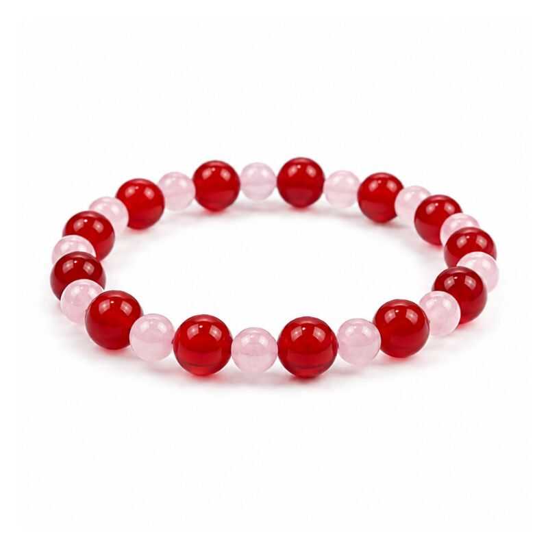 Pulsera Combinada Ágata roja y Cuarzo rosa
