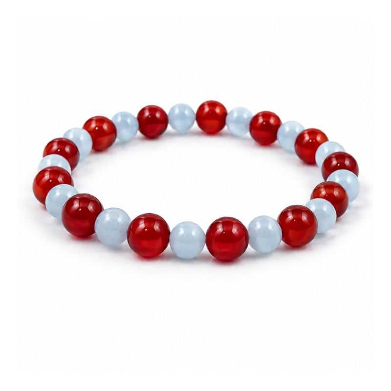 Pulsera Combinada Ágata roja y Cuarzo azul