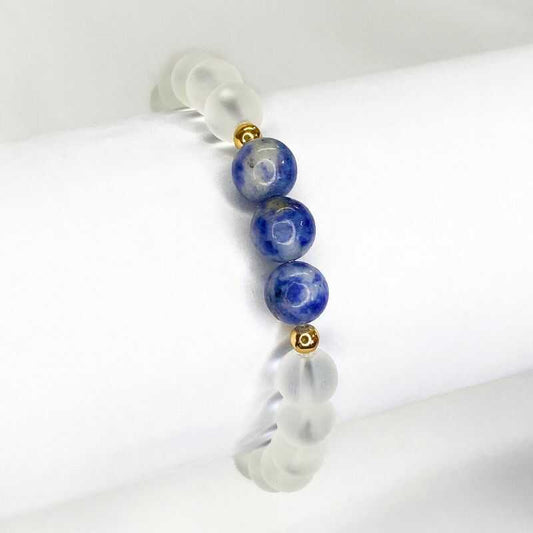 Pulsera Sodalita y Cuarzo Mate