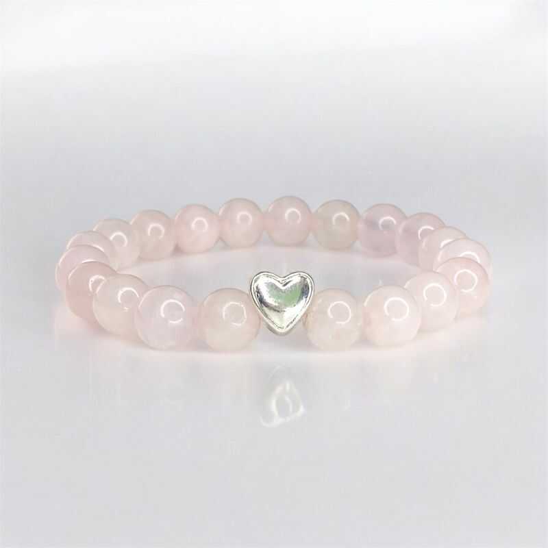 Pulsera Cuarzo Rosa Corazón