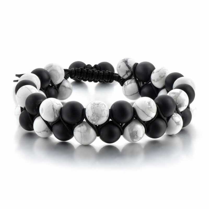 Pulsera Doble Howlita y Ónix Mate