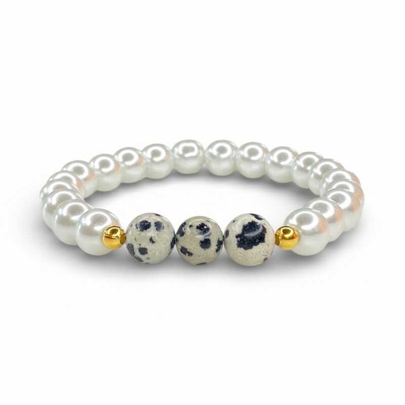 Pulsera Perlas y Jaspe Dálmata