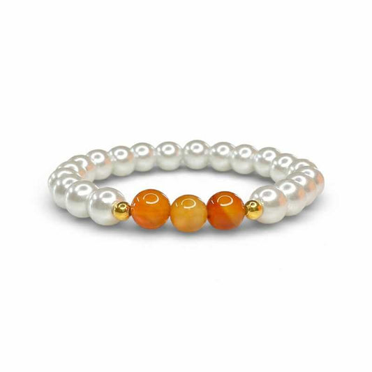 Pulsera Perlas y Cornalina