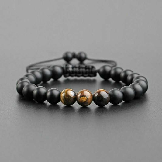 Pulsera Ajustable Ónix Mate y Ojo de Tigre